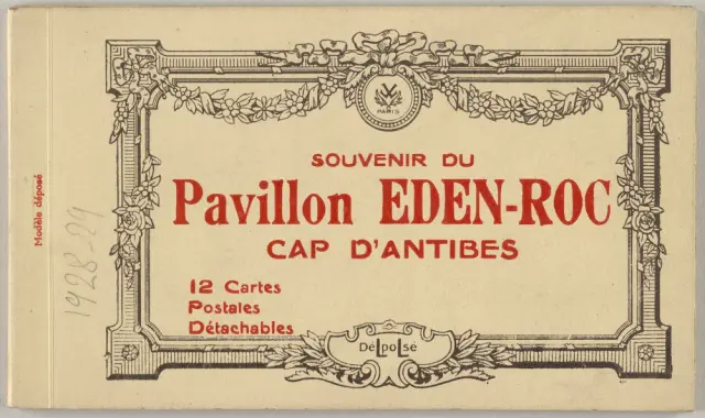 Couverture ancienne d’un carnet de cartes postales du Pavillon Eden-Roc